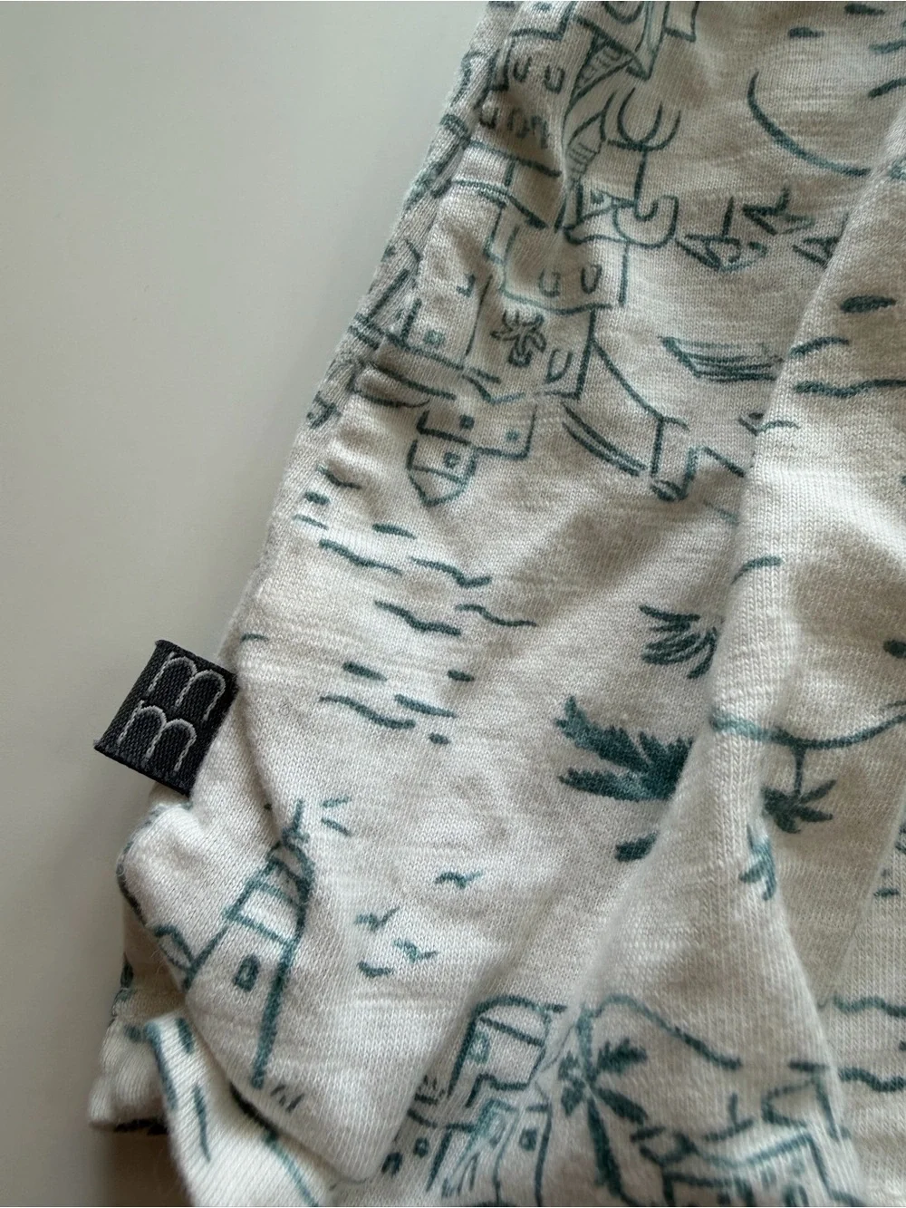 Cream Ruffled Sundress with Teal Scenic Print for Girls